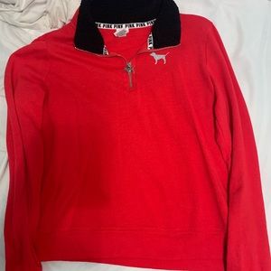 PINK Victoria’s Secret Red Quarter Zip Sweater
